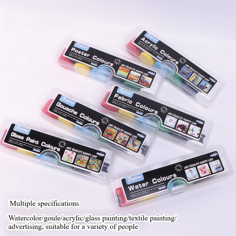 25ml/6colors Acrylic Glass Textile Gouache Poster Watercolor Pigment Sun-resistant and Waterproofing for Painting Decoration