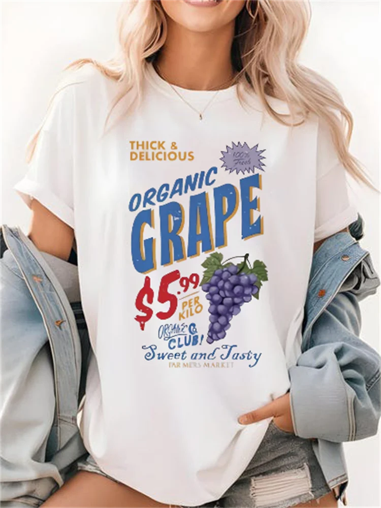 Pattern Organic Watermelon Print Cute Style T-Shirt Print Women's Casual Beach Vacation Trend Versatile Street Travel T-Shirt