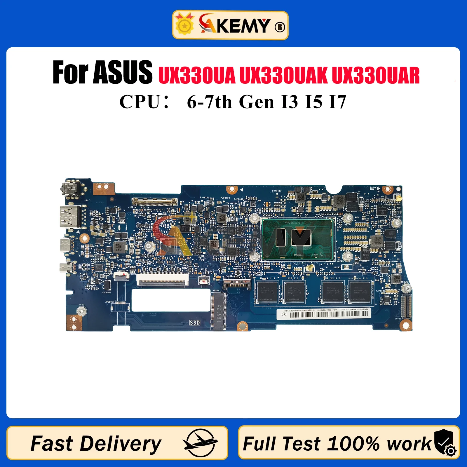 

UX330UA Laptop Motherboard For ASUS ZenBook UX330U U3000U UX330UA UX330UAK UX330UAR Mainboard W/ I3 I5 I7 CPU tests OK fast ship