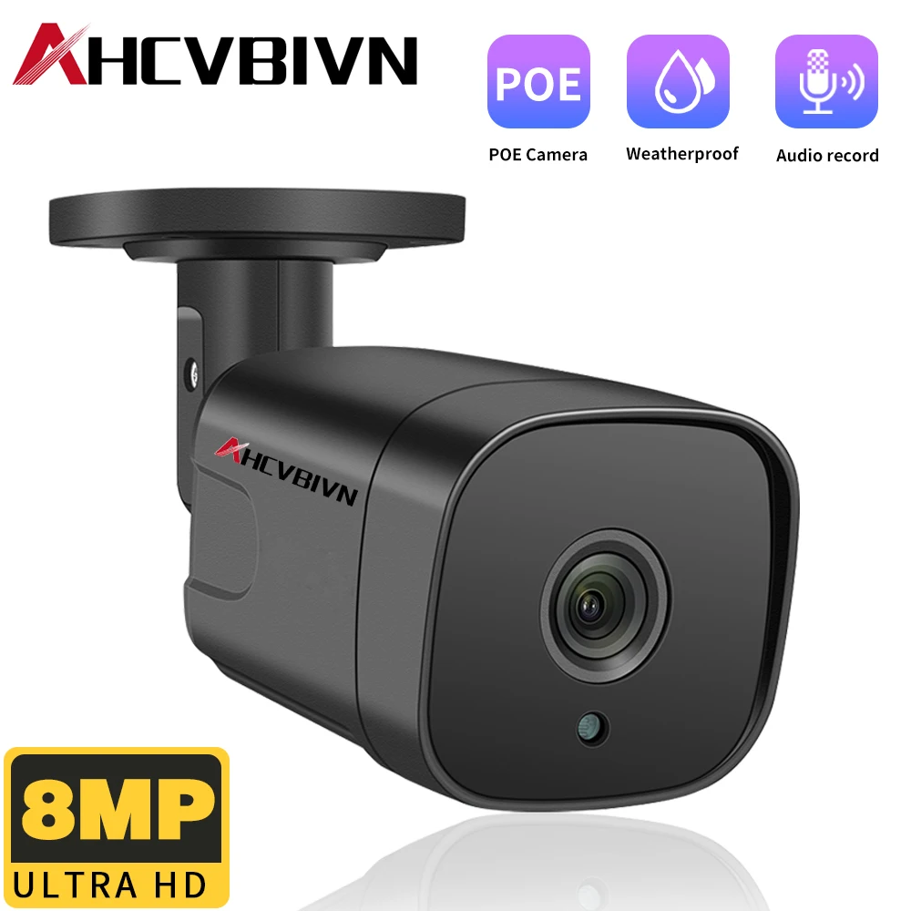 

4K 8MP POE IP Surveillance Camera H.265 Audio Outdoor Metal Case Waterproof Night Vision CCTV Video Security Camera NVR
