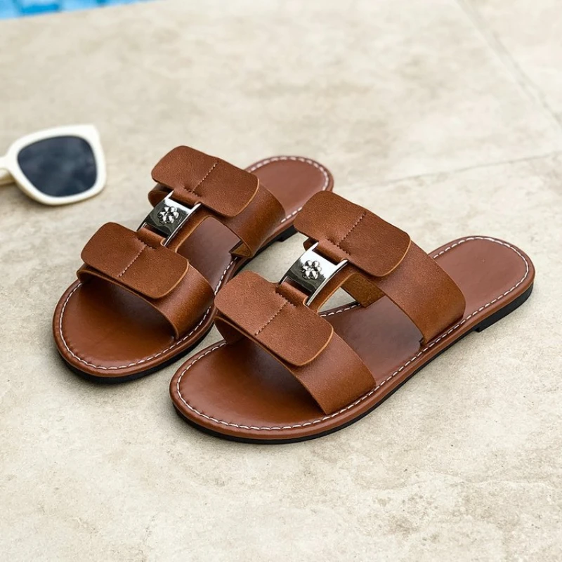 

High Quality Women Flat Sandals Leather Cross Strap Rome Style Ladies Shoes Luxury Zapatos De Mujer Buckle Strap Large Size2025