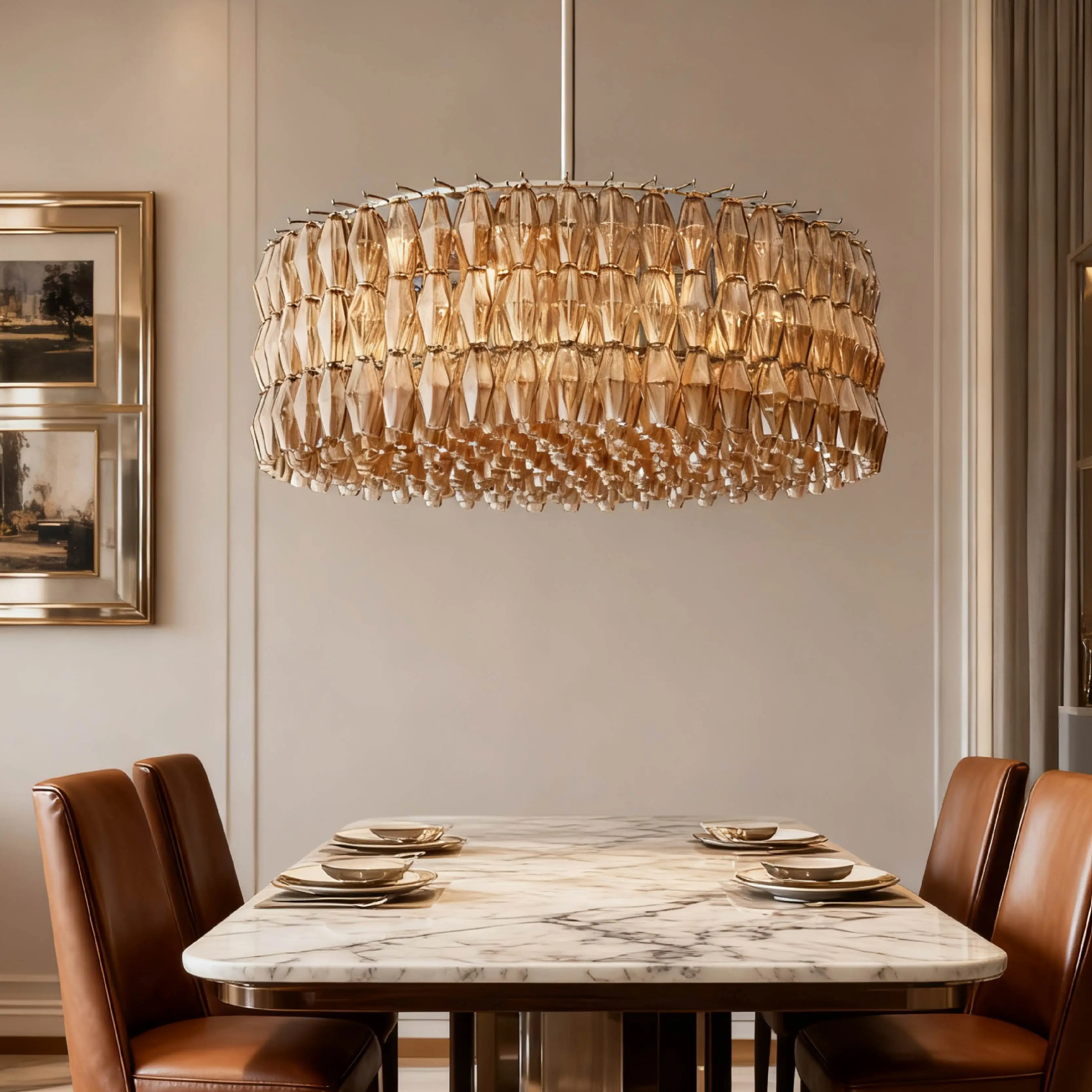 2025 زجاج مورانو زجاجة الرغبات قلادة مصباح مطلي معدن النحاس الفضة الأسود مستدير مستطيل عكس الضوء الأسقف بريق