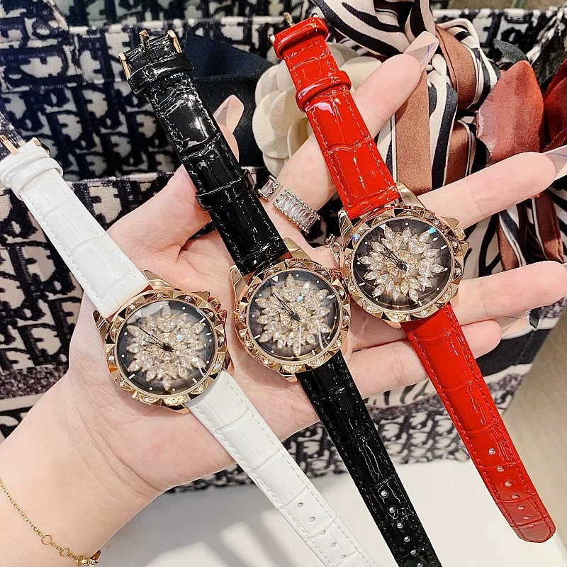 2023 Top Brand Luxury Women Watches Quartz rystal Ladies Watch Fashion Designer Spin Wristwatch Diamond Rotating Watch Women