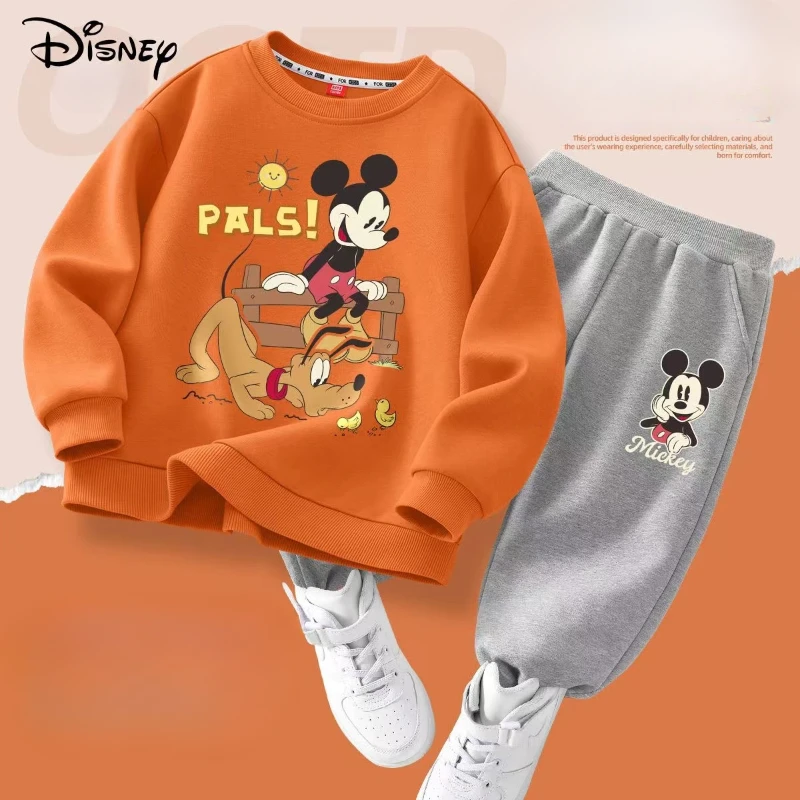 Autumn Baby Girl Boy Clothes Set Children Disney Mickey Printing Sweatshirt Top and Pants Bottom Two Piece Suit Kid Tracksuit