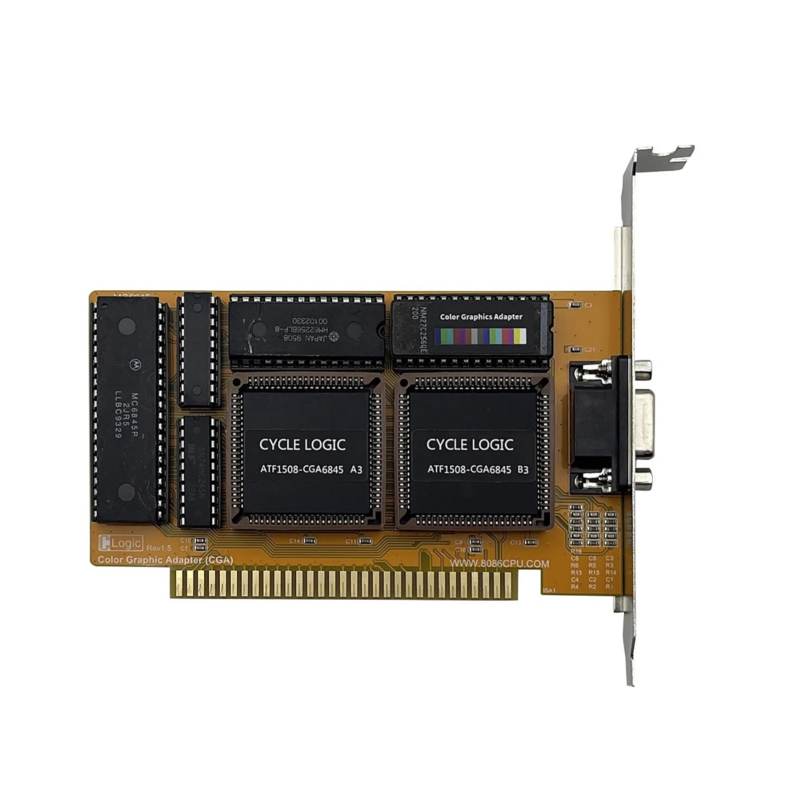 Tarjeta gráfica CGA con interfaz ISA para IBM PC Tarjeta vintage CGA Tarjeta gráfica 6845 16Kb 6845 Adaptador gráfico en color ISA