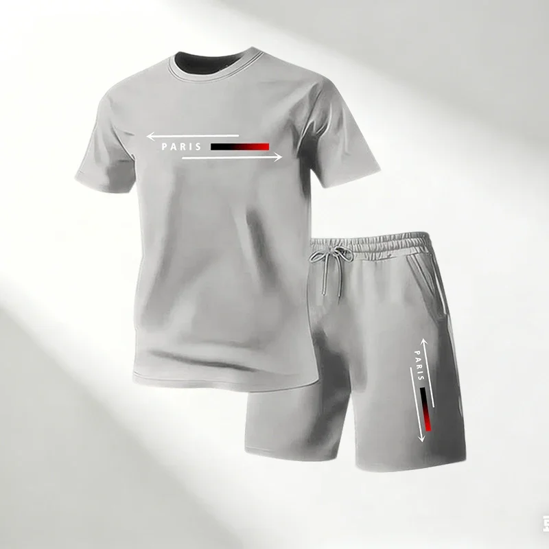 Men Short-sleeved T-shirts Shorts Two-piece Set Summer Sportswear Quick-dry Casual Running Training & Exercise Sets Workout Gear