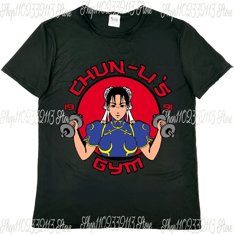 Chun Li Street--Fighter Unisex Washed T-Shirt Oversized  T Shirt Mans Tops Fashion O Neck TShirt Harajuku Streetwear