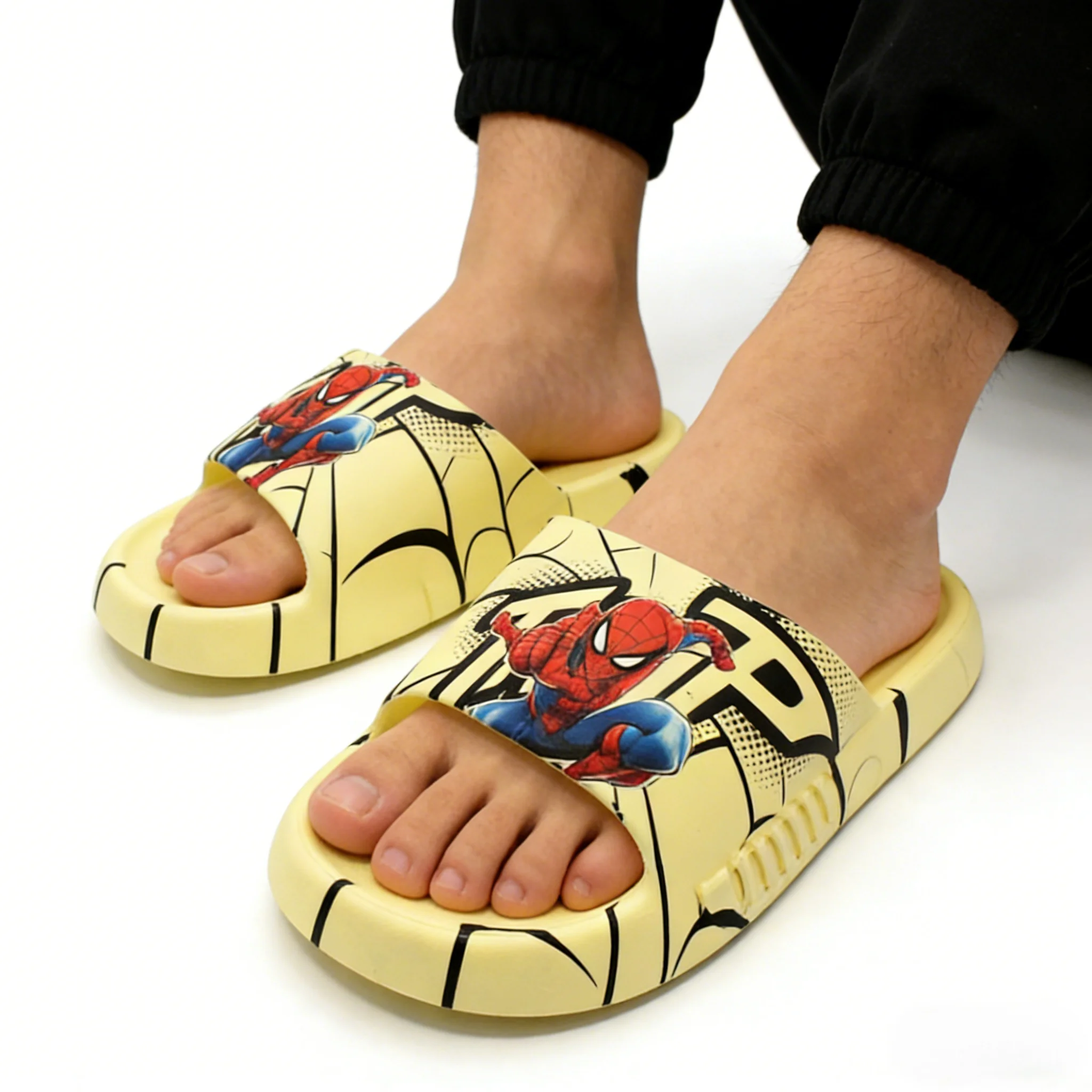 

Marvel Children Cartoon Spider-Man Boy's Anti-slip Soft Bottom Sandals Summer Beach Shoes Slippers Home Blue Shoes Size 24-35