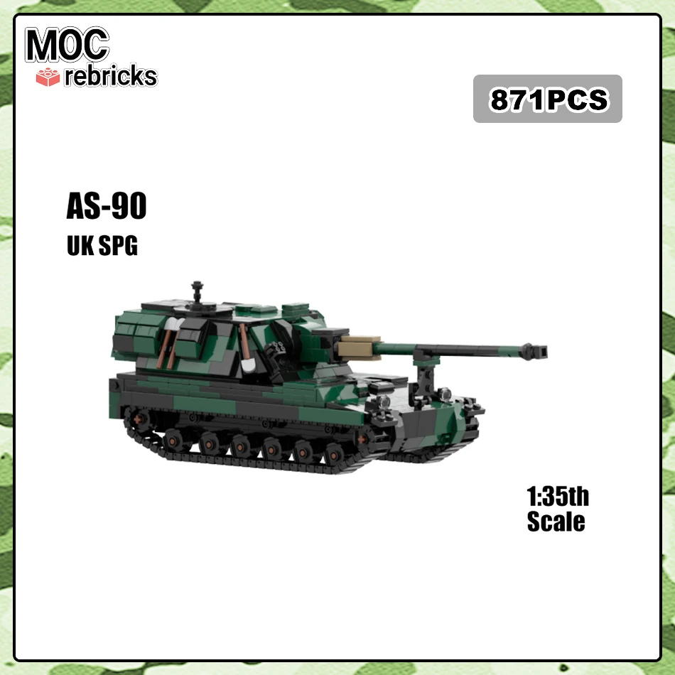 

Military Series MOC British Army AS-90 Armoured Self-Propelled Artillery Tank Model Building DIY Building Blocks Set Toys Gift