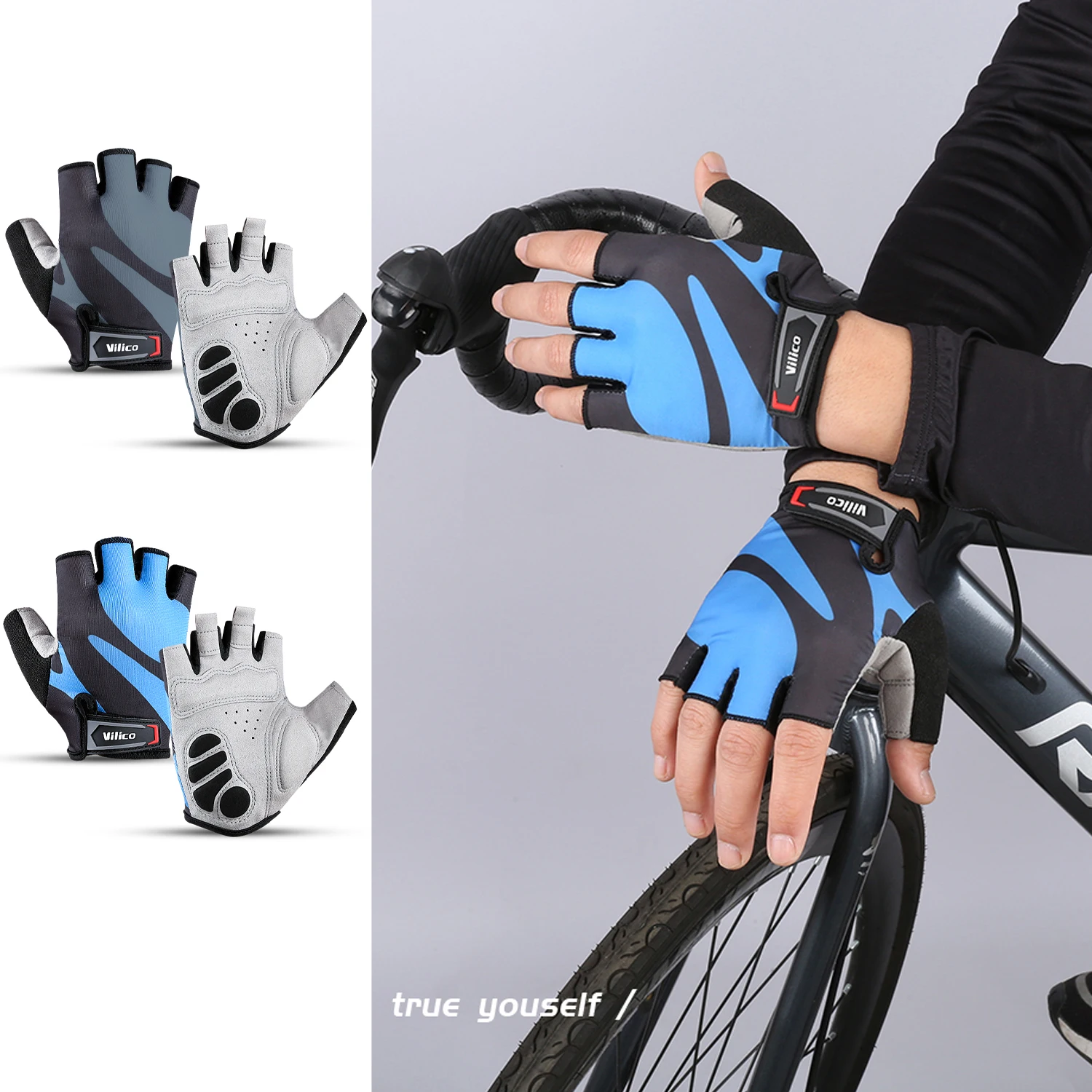 Half Finger Radfahren Handschuhe Sommer Fahrrad Handschuhe Stoßdämpfung Atmungsaktive Mountainbike MTB Handschuhe Radfahren Zubehör