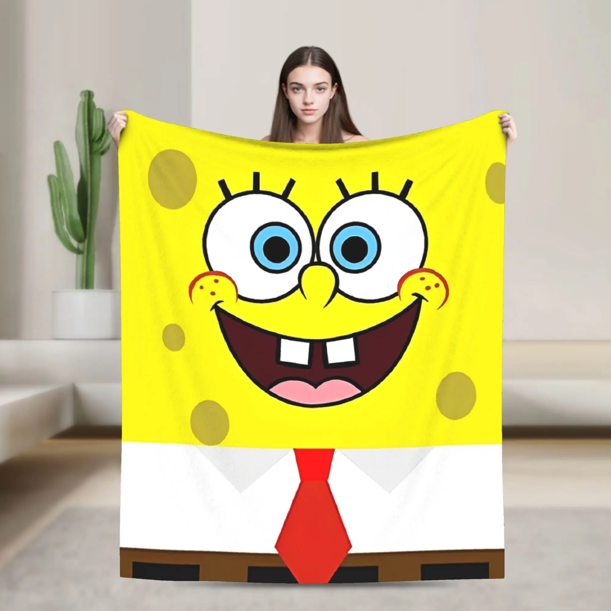 

Одеяло с губчатым лицом Бобо, шерстяное одеяло в стиле аниме, постельные принадлежности, мягкие теплые покрывала с принтом дивана