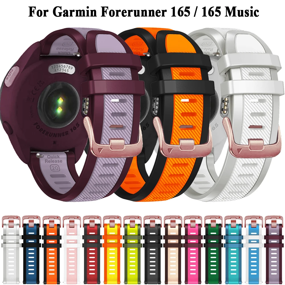 Neues 20mm Silikon Armband für Garmin Vorläufer Armband Uhren armbänder Vorläufer Musik Roségold Schnalle Zubehör