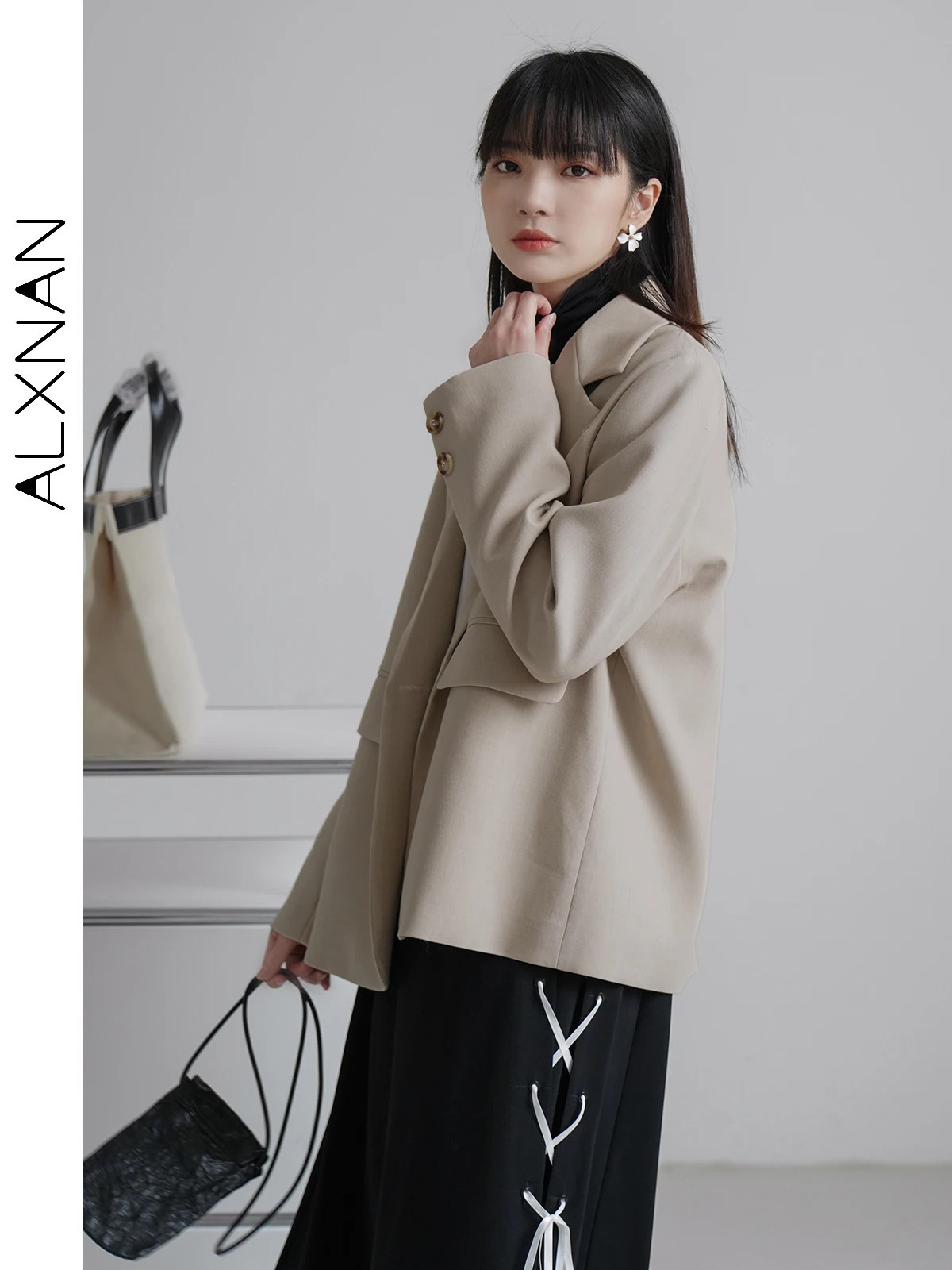 ALXNAN Women Fall Casual Blazers Jacket 2024 Fashion Office Lady Work Business Tailored Coat Woman Autumn Outerwears LXN13202