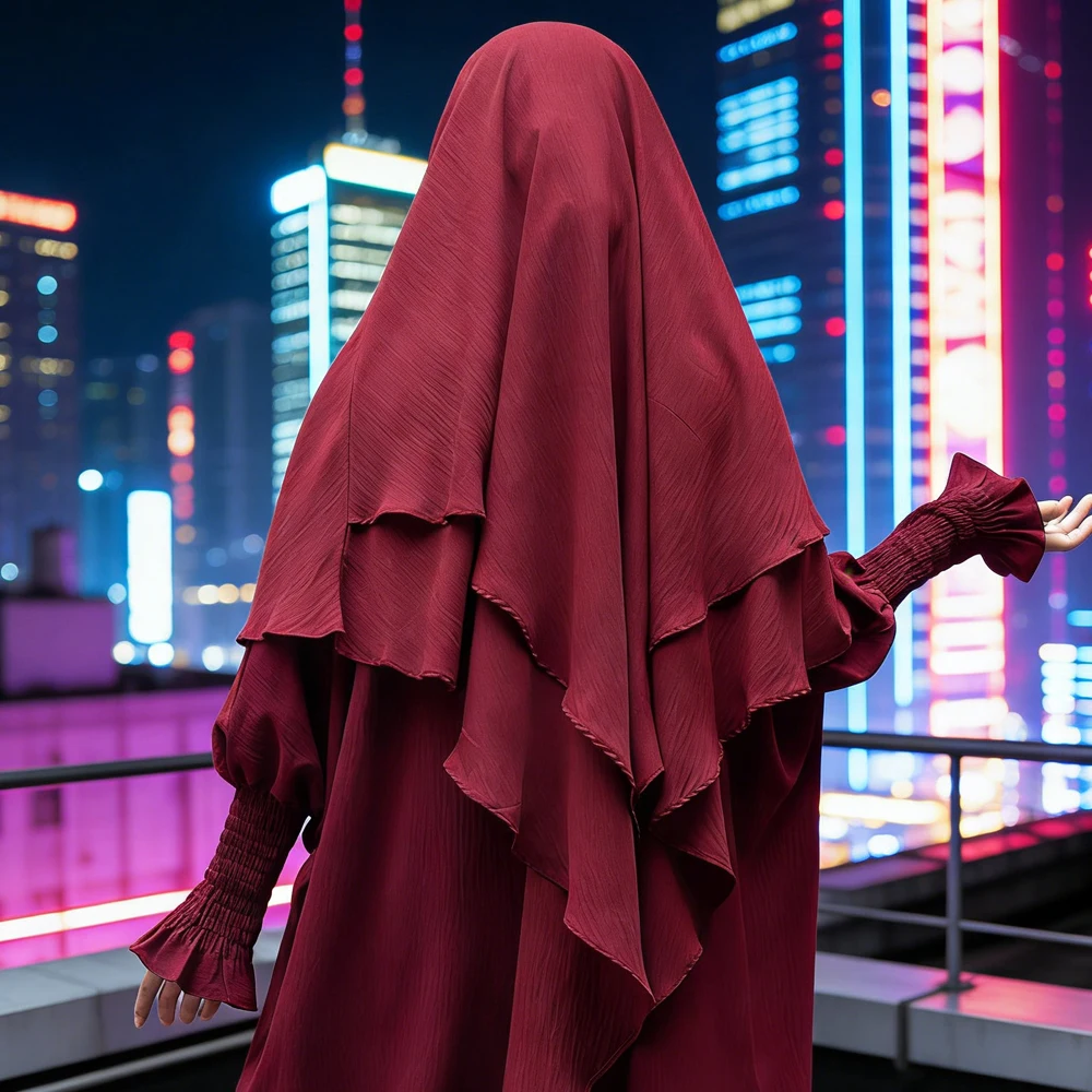 

Длинный химар-абайя «Амира» для женщин, мусульманский молитвенный хиджаб, полное покрытие, головной убор для Рамадана и Ид