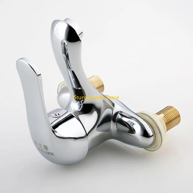 

97QC Double Hole Sink Faucet Bathroom Modern Cold/Hot Water Basin Tap Zinc Alloy Kitchen Sink Faucets Replacement Easy to Use