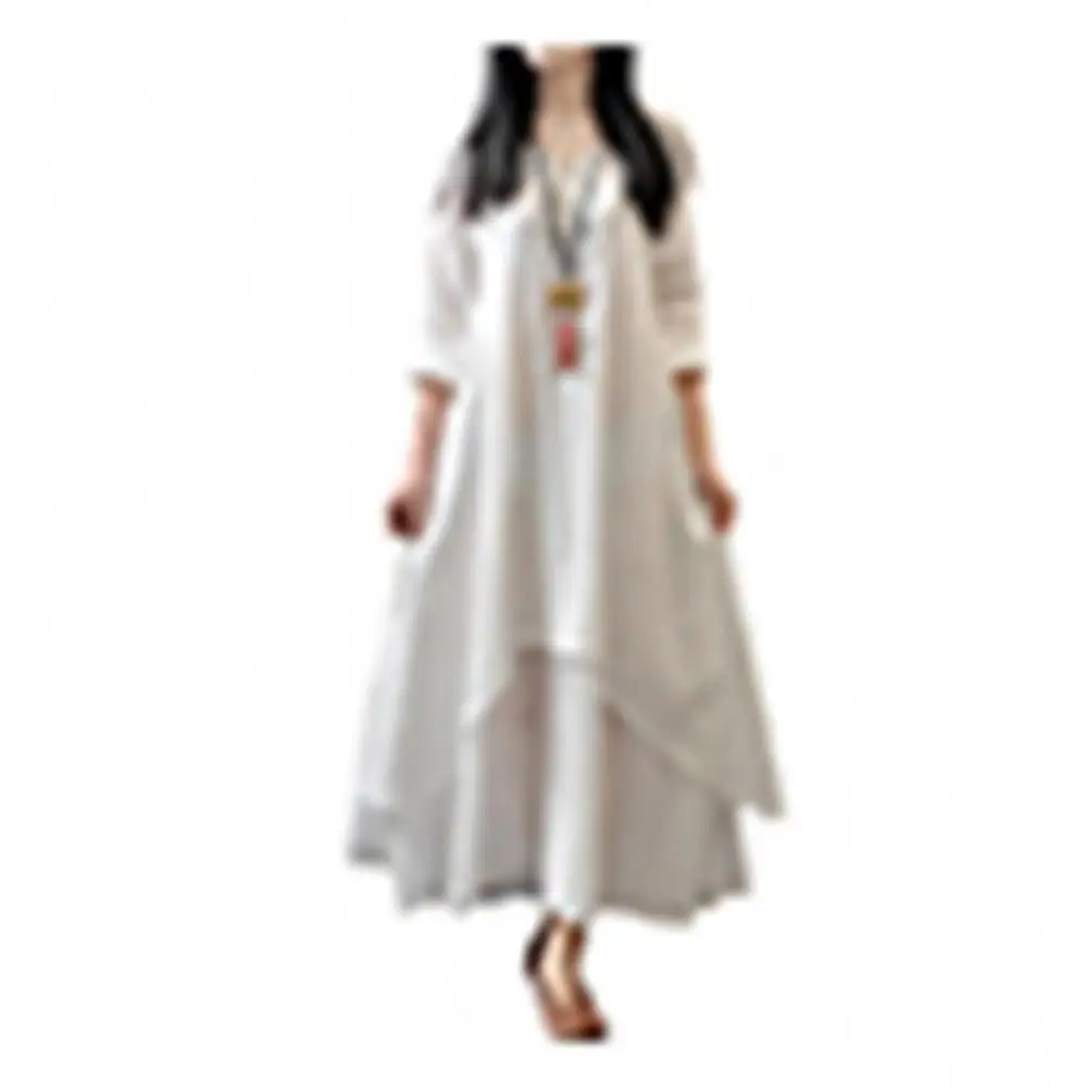 Elegant And Exquisite Cotton Dress For Women 2024 White Vestido Formal Occasion Dresses Loose Large Vintage Robe Women's Wear