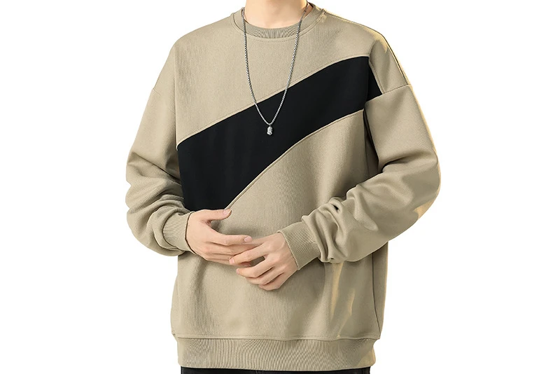 2024 Spring and Autumn New Hoodless Crewneck Top Fashion Brand Long-sleeved Bottom Shirt Heavy Loose Men's Hoodie Men's Wear