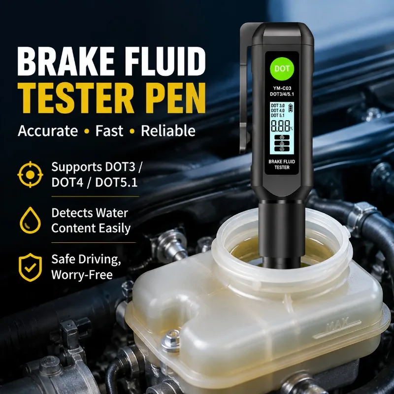 

Automotive Brake Oil Detector Humidity Measuring Pen Match DOT3 DOT4 DOT5.1 Handheld Car Workshop Inspection Analyzer Brake