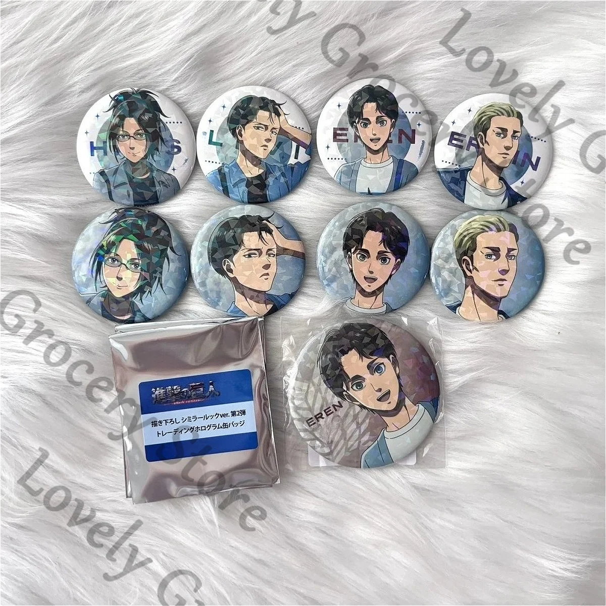

Anime Levi Ackerman Erwin Smith Attack on Titan Shingeki No Kyojin Eren Jaeger Hange Zoe Cosplay Cartoon Emblem Badge Gift