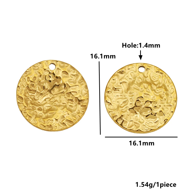 4pcs Stainless Steel Round Love Heart Pentagram Charm 18K Gold Plating Pendant for DIY Necklace Earrings Jewelry Making Supplies image 3