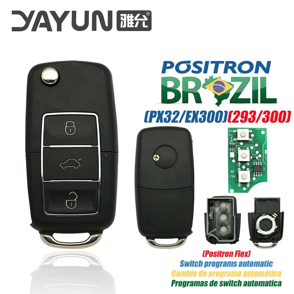 YAYUN AKBPCP115AT Brazil Positron Flex Double program  (293/300) Burglar Alarm 3 Button Control With Battery Clip For VW