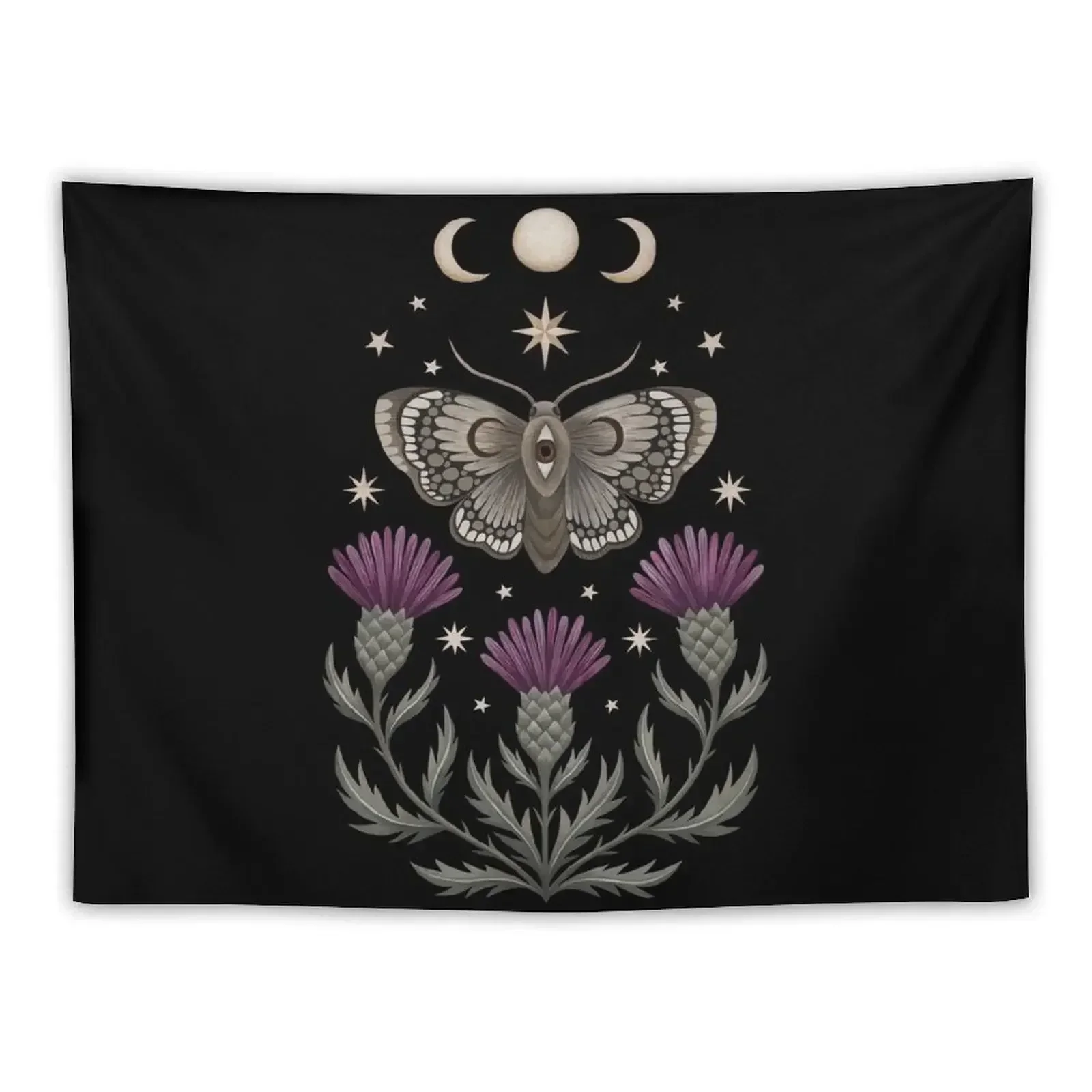 Thistle and moth Tapestry Decoration Aesthetic Home Decor Aesthetic Bedroom Decor Kawaii Room Decor Tapestry