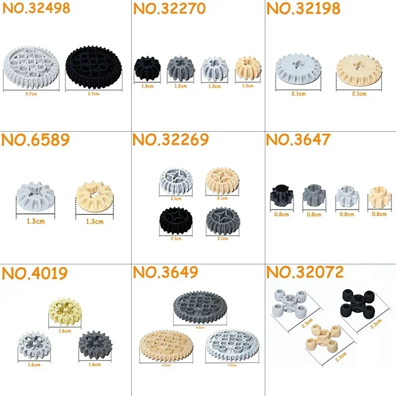 MOC Building Blocks Technical Parts Gear Bulk Bricks Assemble Particles DIY High-tech Compatible All Brand Car Model Accessories