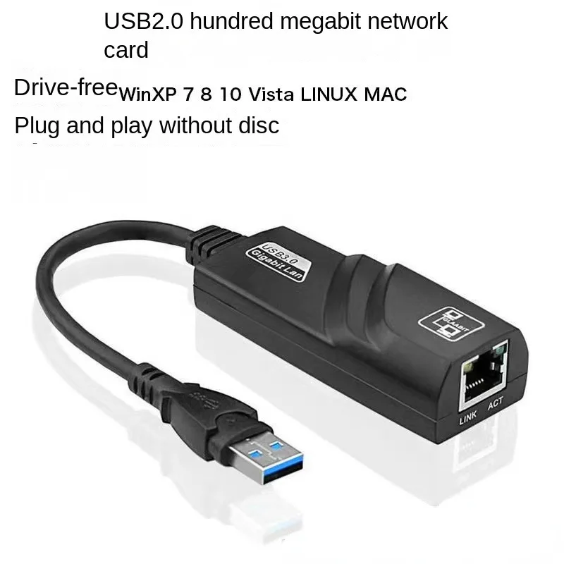 Externe USB 2.0-Netzwerkkarte, Mini-USB auf RJ45-Ethernet-LAN-Adapterkabel, 100 Mbit/s, für Win 7 8 10 XP Mac PC Laptop, kostenloser Treiber