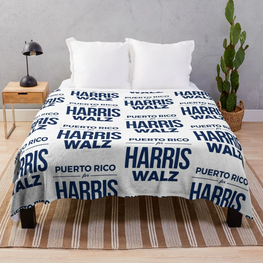 Puerto Rico for Harris Walz 2024 Throw Blanket Tourist Vintage Travel Blankets