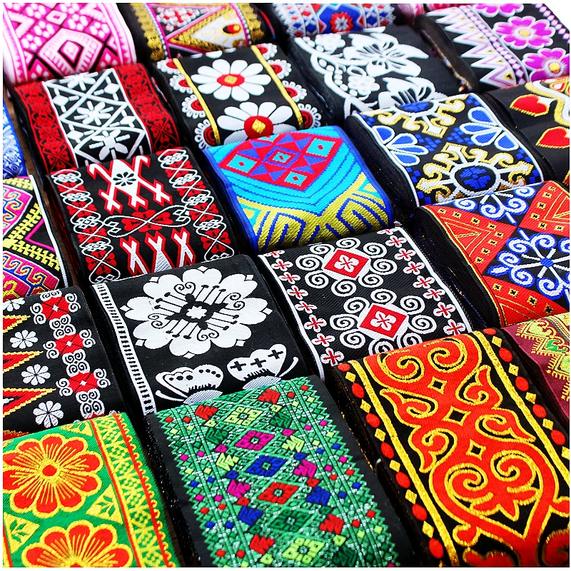 

Geometric Floral Ethnic Embroidery Lace Vintage Ribbon Boho Ornament DIY Clothes Bag Accessories Embroidered Fabric