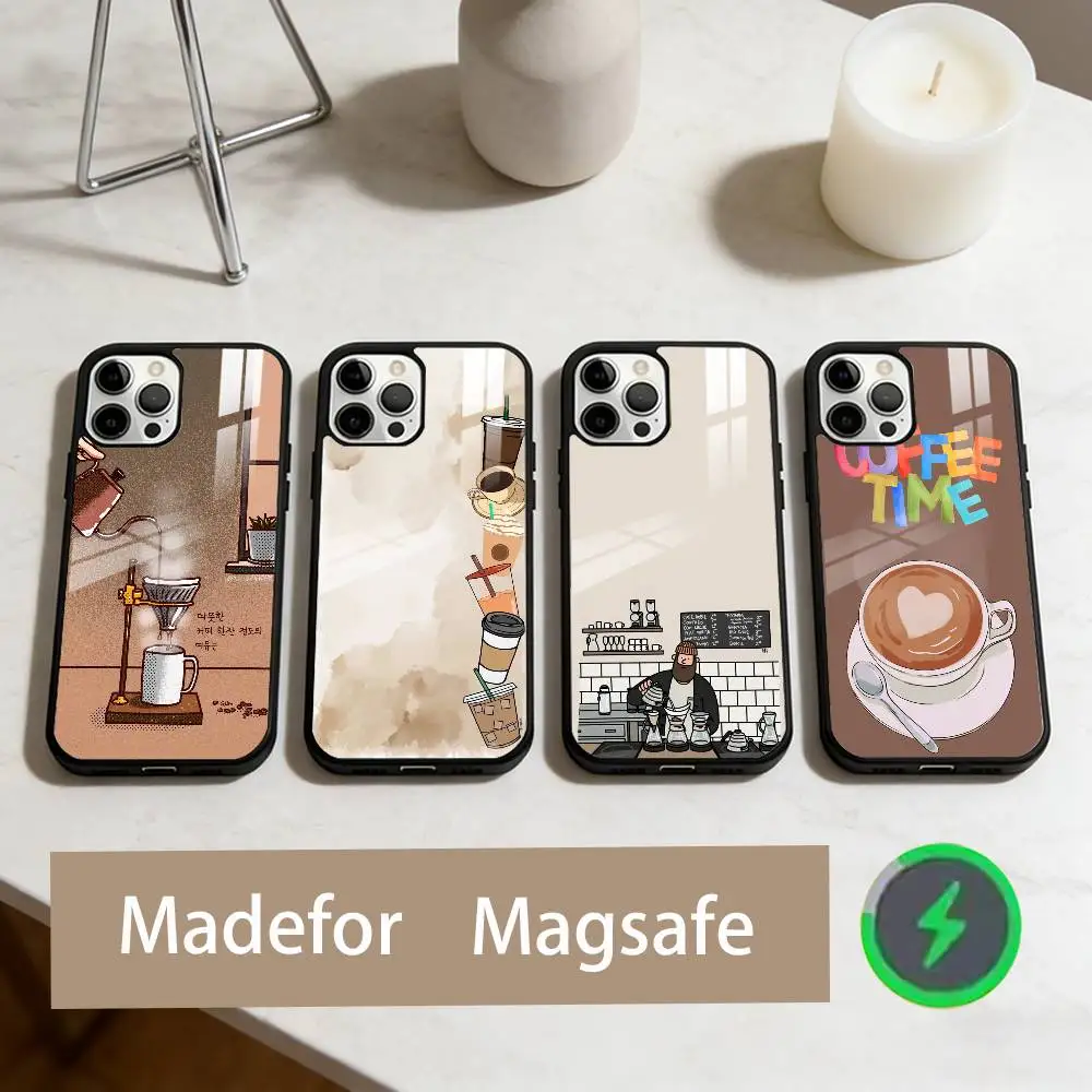 

C-Coffee Time Phone Case For iPhone17,16,15,14,13,12,11 Plus,Pro Max Magnetic For Magsafe Wireless Charging