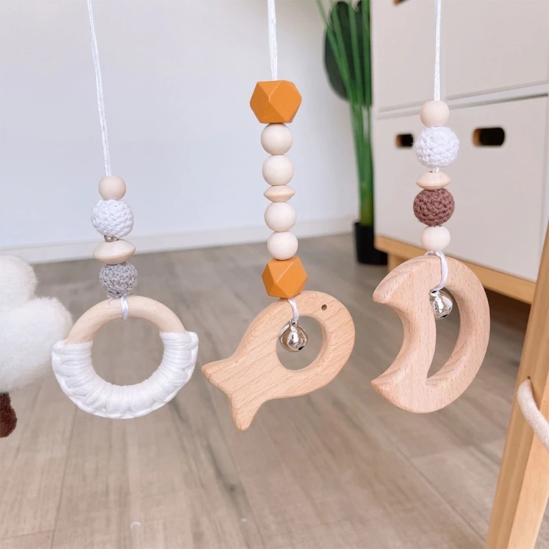 6 ชิ้น/เซ็ตเด็กแขวน Rattle ของเล่นสำหรับเปล Babys GYM ของเล่นแขวน Sensory เนอสเซอรี่ไม้เด็ก Rattle ของเล่นเด็กห้อง