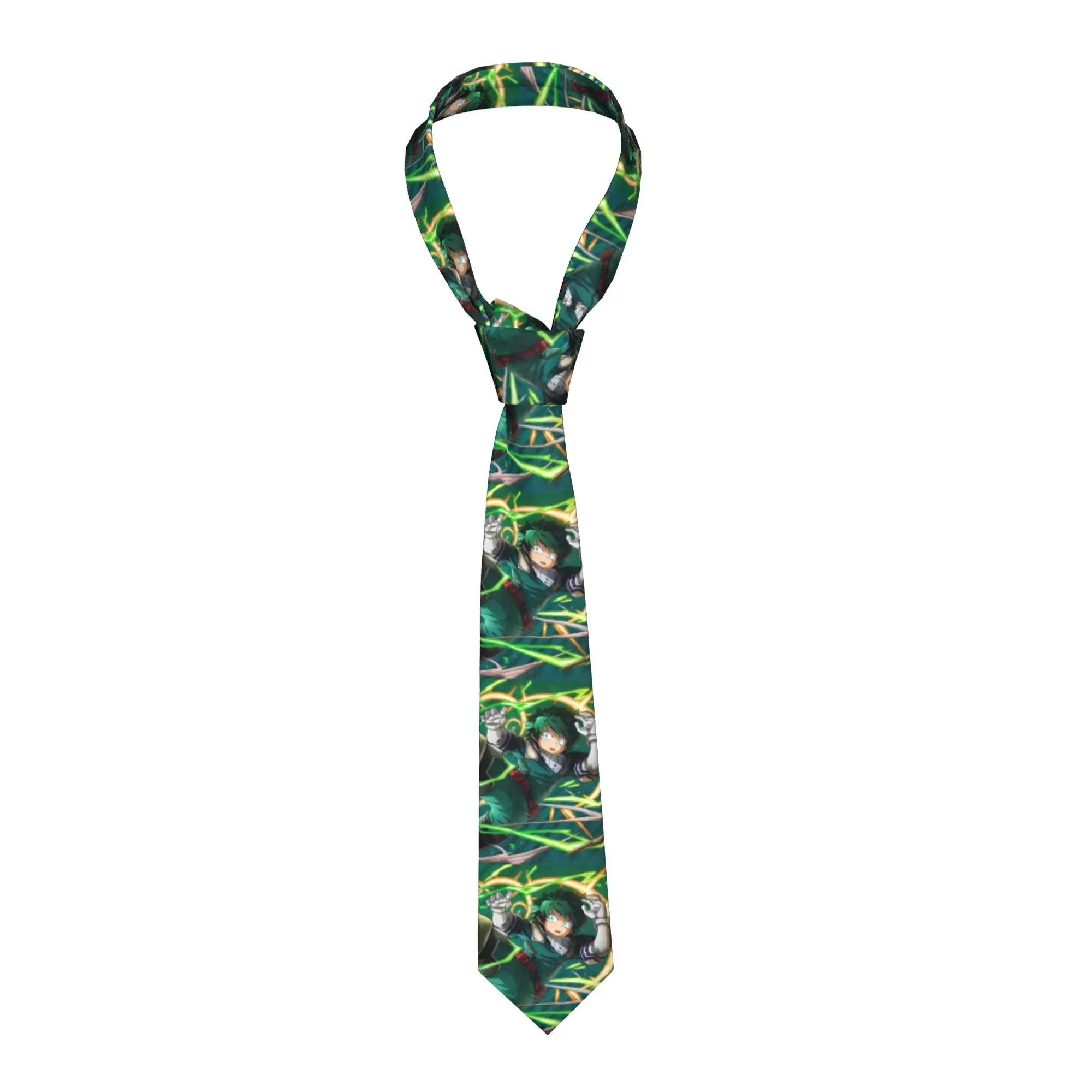 

Fashion My H-Heros Academias Neckties for Men Custom Silk Dekus Anime Graphic Japanese Style Party Neck Tie