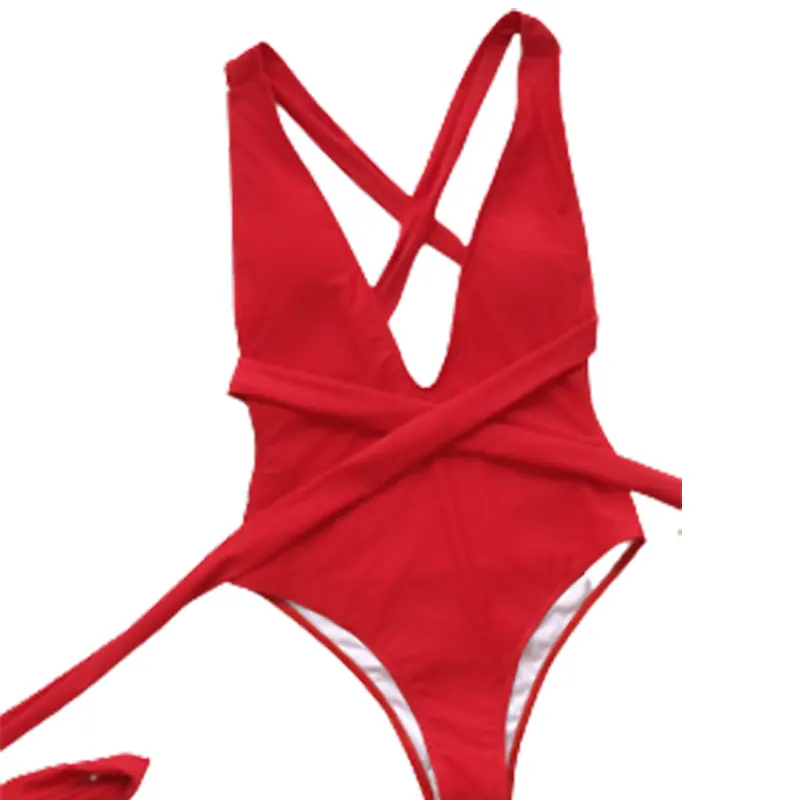 Swimsuit Women 2021 One Pieces Swimsuit Monokini Red Backless Maillot De Bain Lady Bather Swim