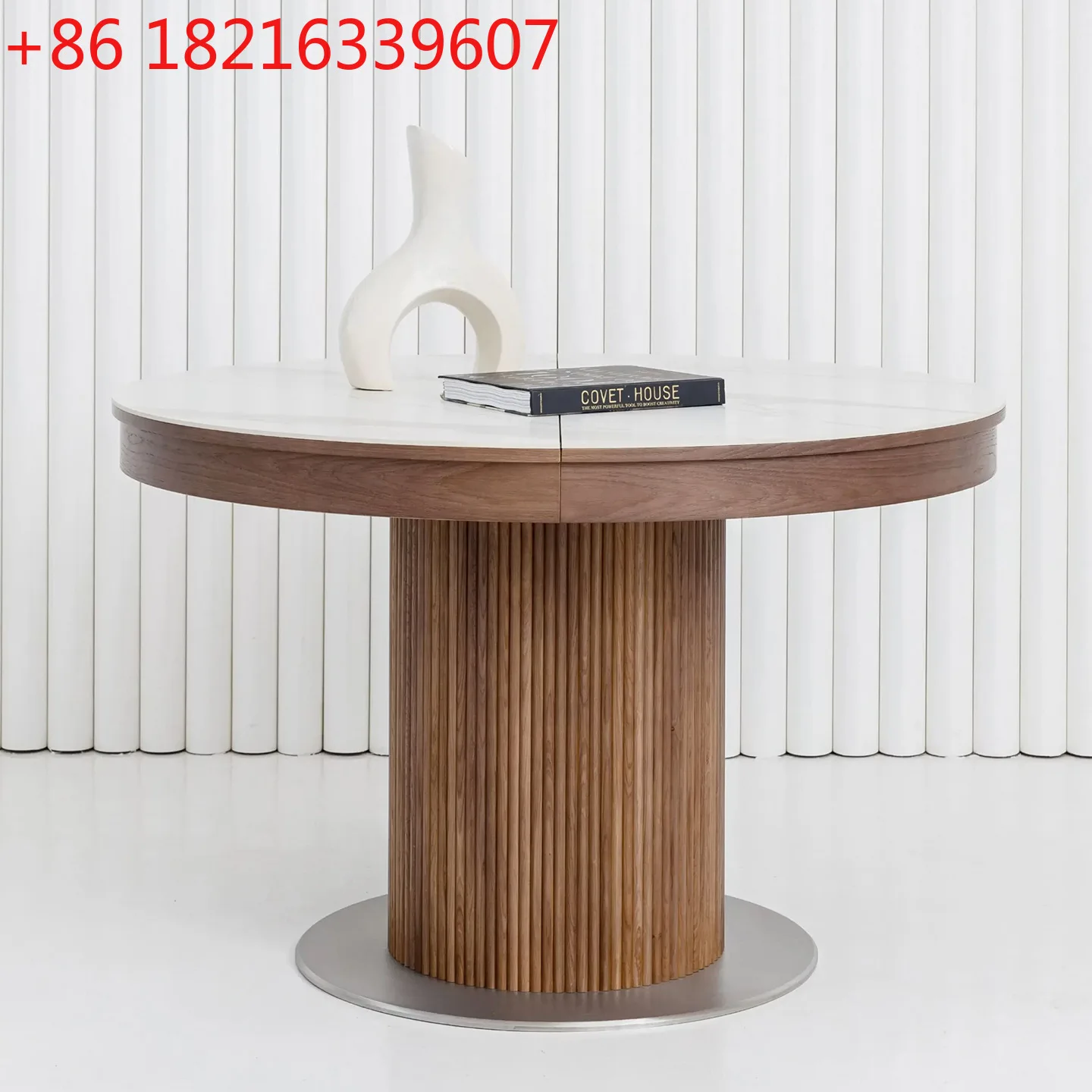 

Solid wood retractable dining table oval medieval square pull B & B home kitchen