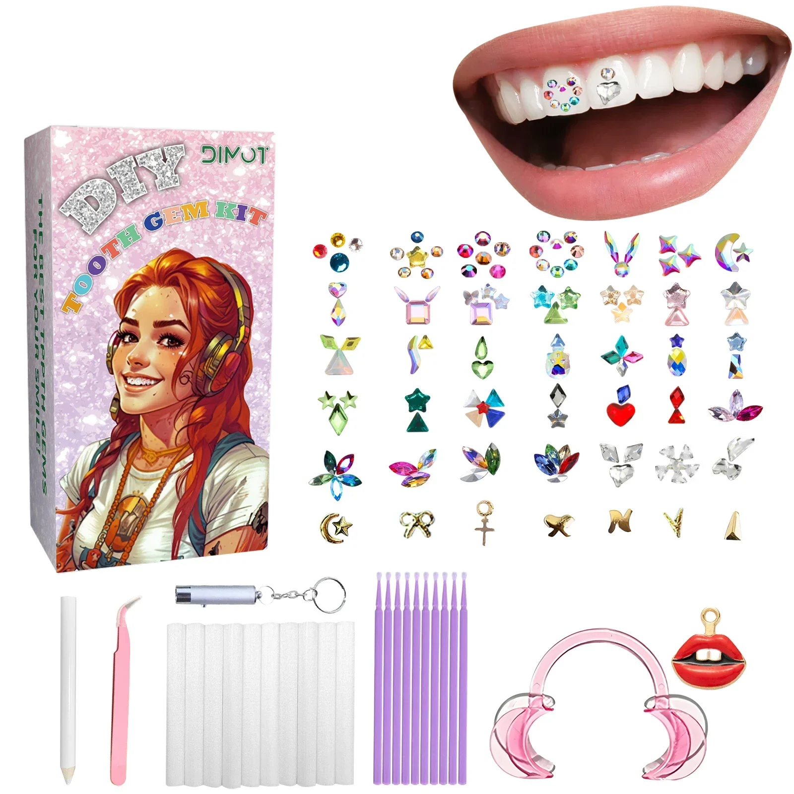 Tand Sieraden Kit DIY Tanden Edelstenen Kit Met Lijmen En Lichte Tanden Heldere Edelsteen Sieraden Decoratie Glinsterende Tand Gem Kit