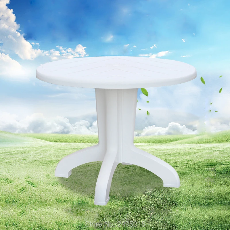 

Best quality 37" Round Beach table white color PP plastic Patio Dining Table Outdoor furniture for Patio, Garden, Beach, Pool
