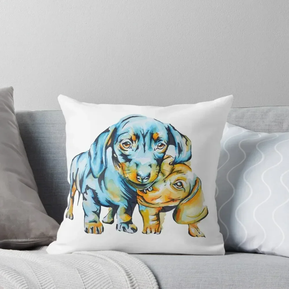 Daschund Puppies Throw Pillow Christmas Throw Pillows Covers christmas supplies pillow