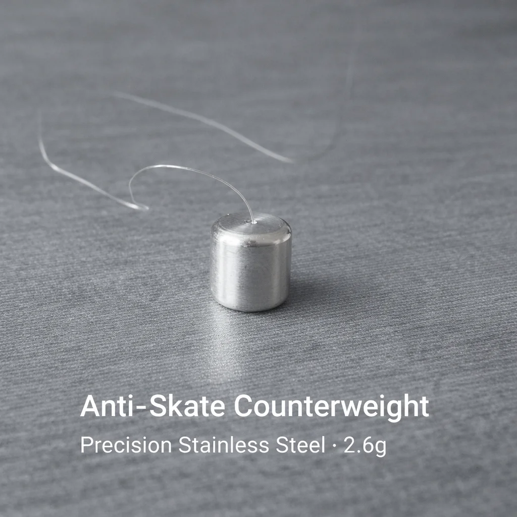Precision Hanging Anti-Skate Counterweight 2.6g, Machined Stainless Steel Tonearm Adjustment Weight