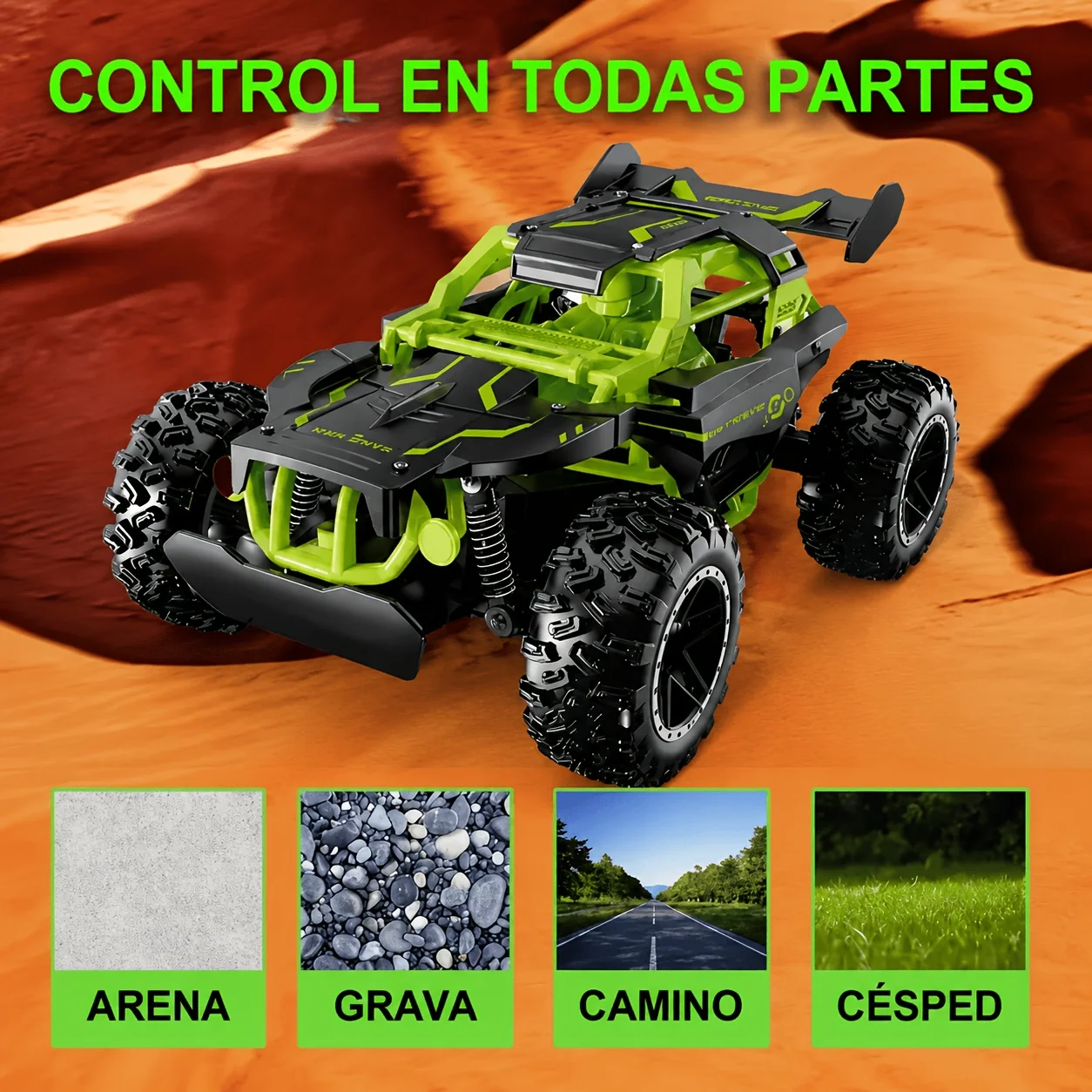 ABS RC Off‑Road Car with USB Charging Cable, 2.4Ghz 2WD All Terrain Remote Control Buggy Toy for Kids Birthday Xmas Gift