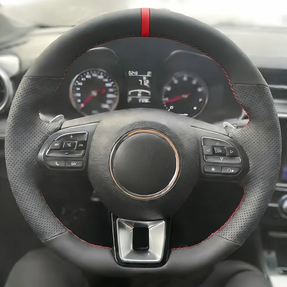 Auto-Innenausstattung Handgenähter schwarzer perforierter Kunstleder-Lenkradbezug 6 RX5 RX8 für MG ZS HS GS 5