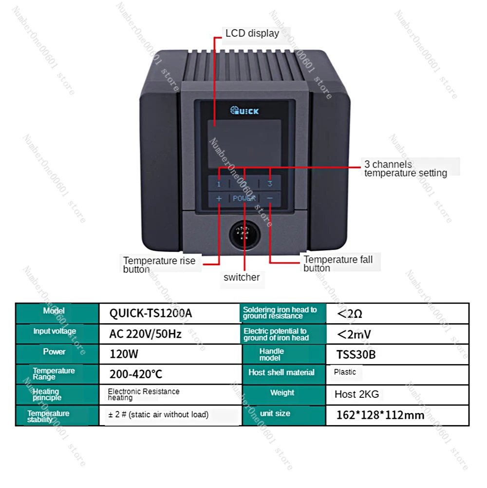 120W Power Anti-static Welding Station Intelligent Lead-free Soldering Station Electric Soldering Iron QUICK ts1200a