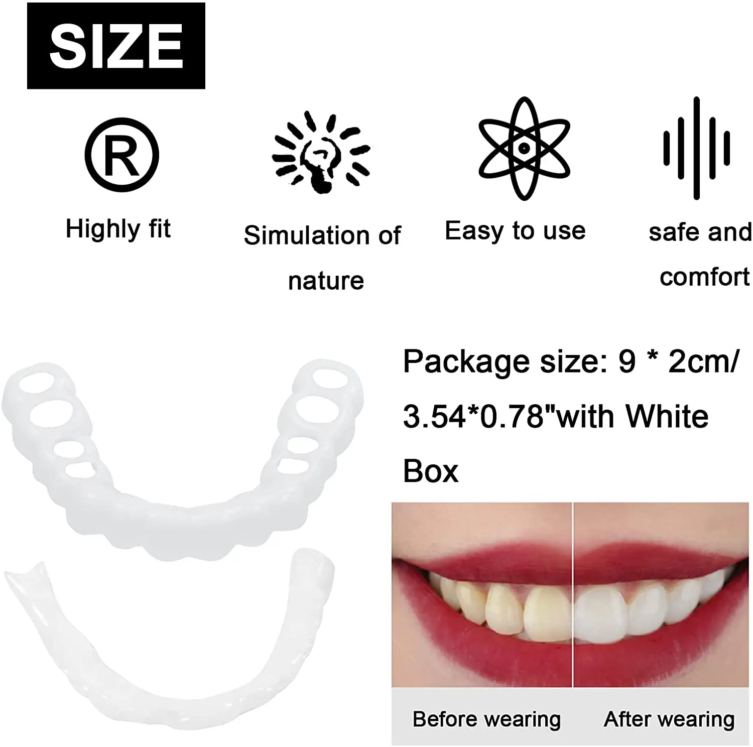 

Teeth Veneers Whitening Dentures Imitation Braces Temporary False Teeth Cover Perfect Smile Comfortable Fit Denture Kit