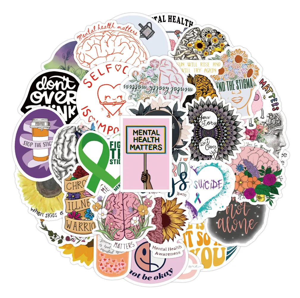 

50/100Pcs INS Cartoon Mental Health Mattess Stickers PVC Waterproof Stickers Decals For Kids Boys Girls Toys Gifts