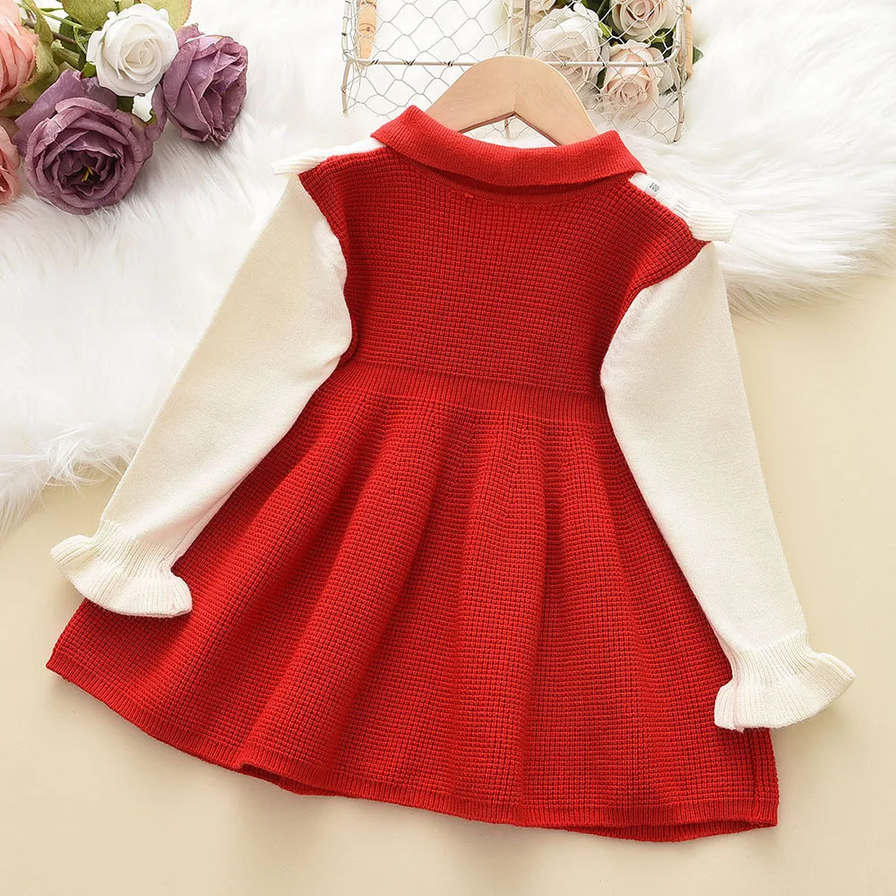 Bear Leader Autumn Winter Girls Dress Girls 2-6 Y Kids Princess Party Sweater Knitted Dress Christmas Costume Baby Girl Clothes