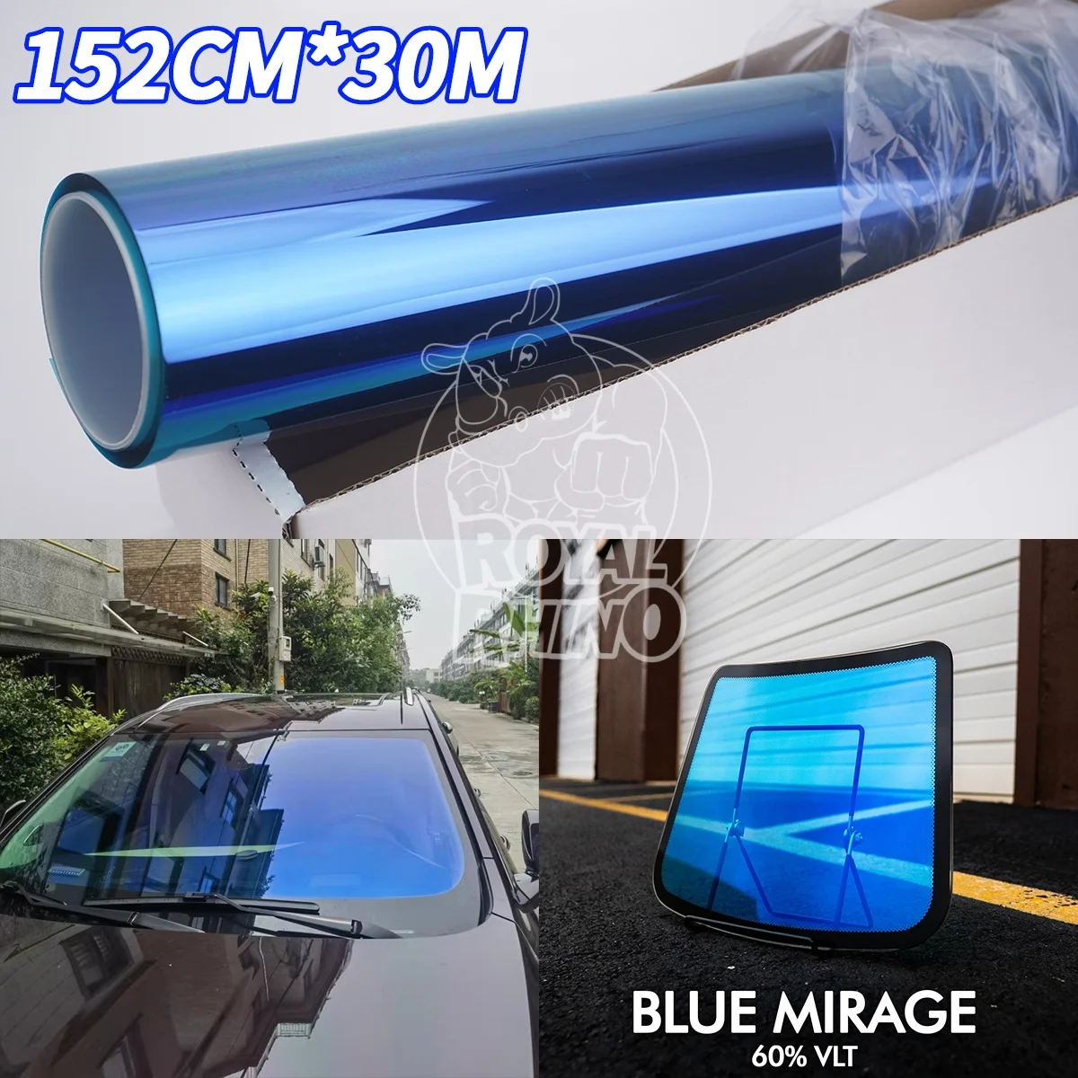 152cmX30m Blue Fairy Chameleon Sun Film VLT60% Anti UV Thermal Insulation Chameleon Film Car Windshield Front Rear Window Tint