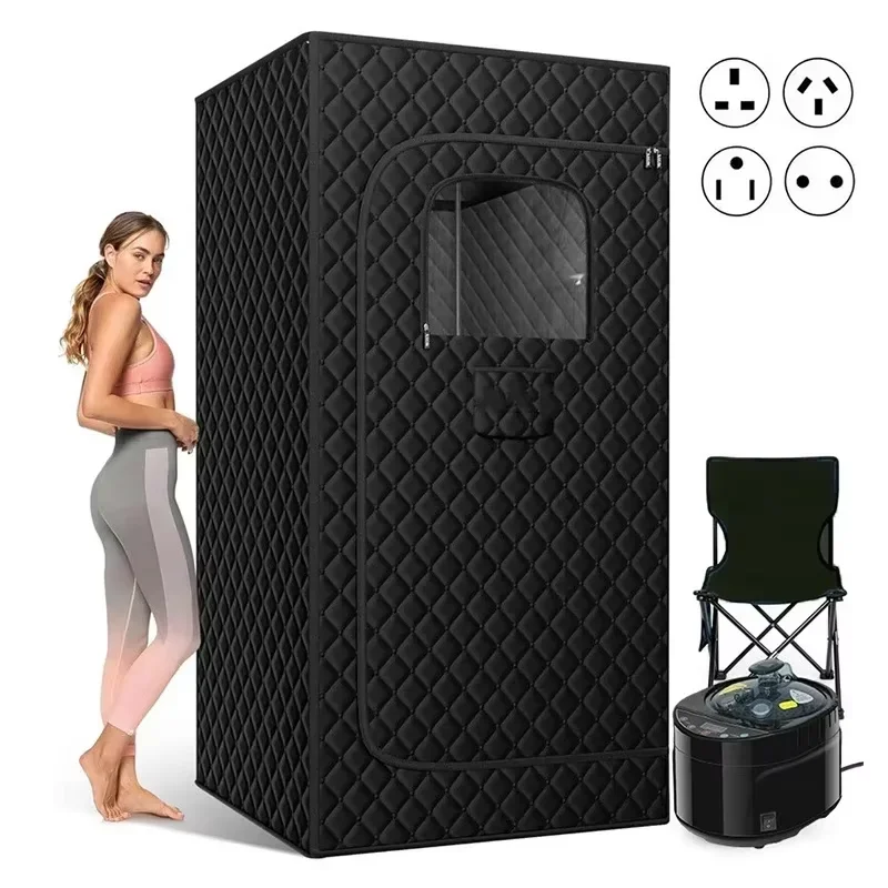 1350W Portable Steam Sauna for Home Spa Sauna Tent Sweatbox Set Include Foldable Chair Steamer 9 Adjustable Heating Levels