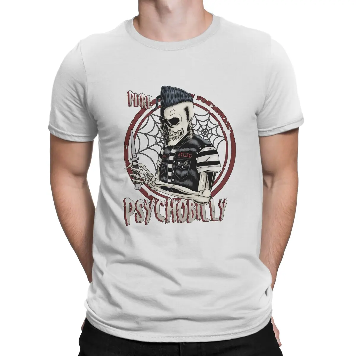 Pure Psychobilly Classic TShirt For Male Mexican Skull Santa Muerte Clothing Style Polyester T Shirt Comfortable