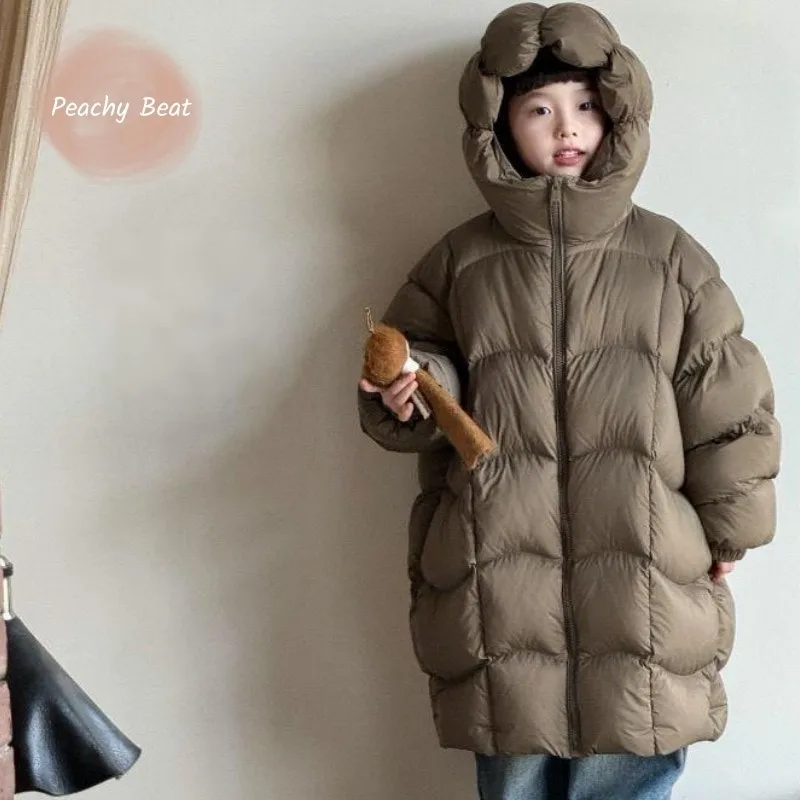 

Fashion Baby Girl Boy Cotton Padded Hooded Jacket Child Long Loose Zipper Coat Winter Warm Parkas Outwear Baby Clothes 5-16Y
