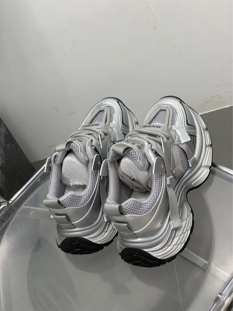 2026 New Ladies Slimming Dad Shoe Air Mesh Breathable Jogging Trainer Versatile Thick Bottom Platform Sports Walking Spring
